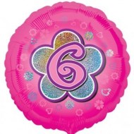 Pink Daisy Flowers Age 6 Birthday Balloon